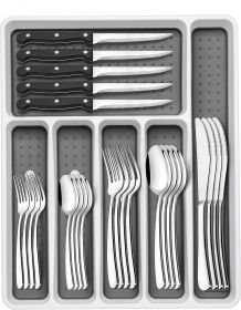 49-Piece Silverware Set with Organizer, Heavy Duty Stainless Steel Flatware for 8,