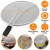 Grease Splatter Screen 13in Stainless Steel Fine Mesh Splash Mesh Shield Hot Oil Stopper w/ Resting Feet For Frying Pan Cooking Woks Skillets Pots Pan