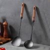 WANGYUANJI Iron Spoon Soup and Cooking Spatula Set,Chinese Traditional Wok Spatula and Spoon with Long Wooden Handle, Ban Sale on Amazon
