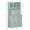 HOMCOM 71" Freestanding Kitchen Pantry Modern Storage Cabinet Microwave Stand with Drawers Glass Doors Adjustable Shelves Home Solutions
