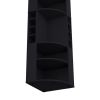 FM FURNITURE Clifton Corner Bar Cabinet, with 5 shelves,Cup Hanger and Eight Built-in Wine Rack, Black