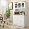 HOMCOM 71 Kitchen Pantry Cabinet Microwave Stand 2 Drawers 4 Cabinets White
