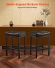 Bar Stool Set of 2, PU Leather Counter Height Stools, 25 inch Barstool with Saddle-Seat and Metal Legs, Easy Assembly Backless Bar Chair