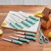 Breezy Blossoms 11 Piece Stainless Steel Knife Block Set Teal